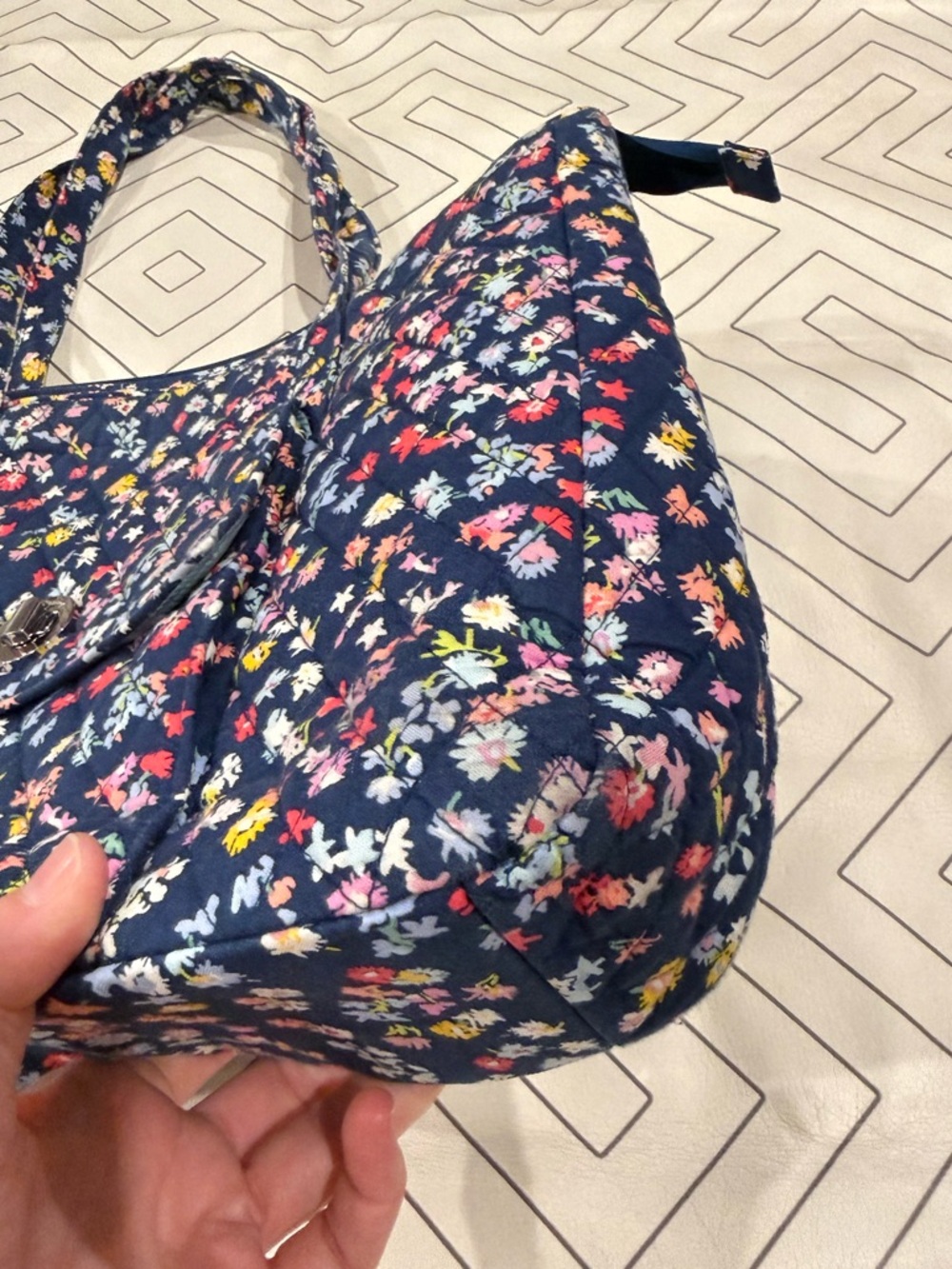 Vera Bradley Navy Floral Tote Purse - Picture 6 of 13